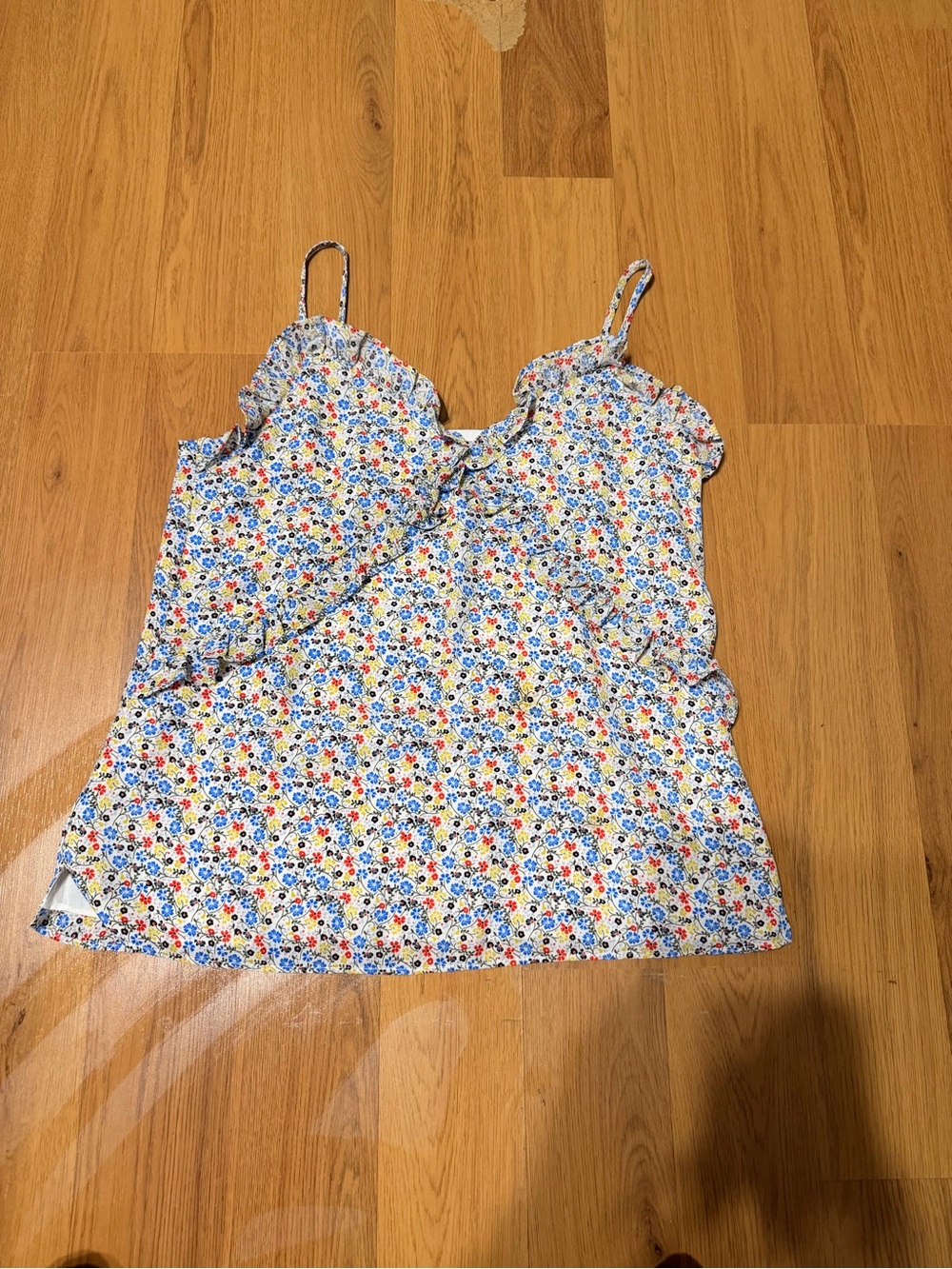 CeCe Floral Ruffle Cami Tank Top Size XS Multicolor Adjustable Straps